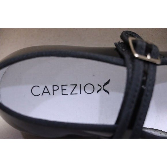 capezio teletone size 2w tap shoes little girls wide black maryjane 3800 dance - Picture 5 of 9